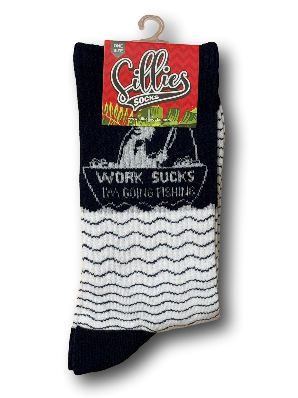 3/$18 Fishing "Work Sucks, I'm Going Fishing" Funny Novelty Crew Socks - NWT